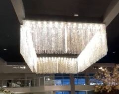 Lustre Chuva de Cristal Retangular